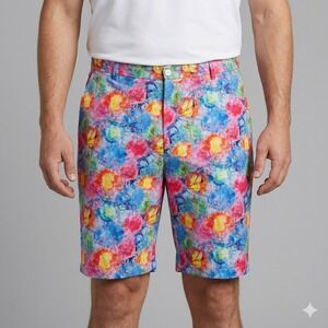 Hreski Golf Shorts Paint Splatter Funky Performance Stretch Size 42‎